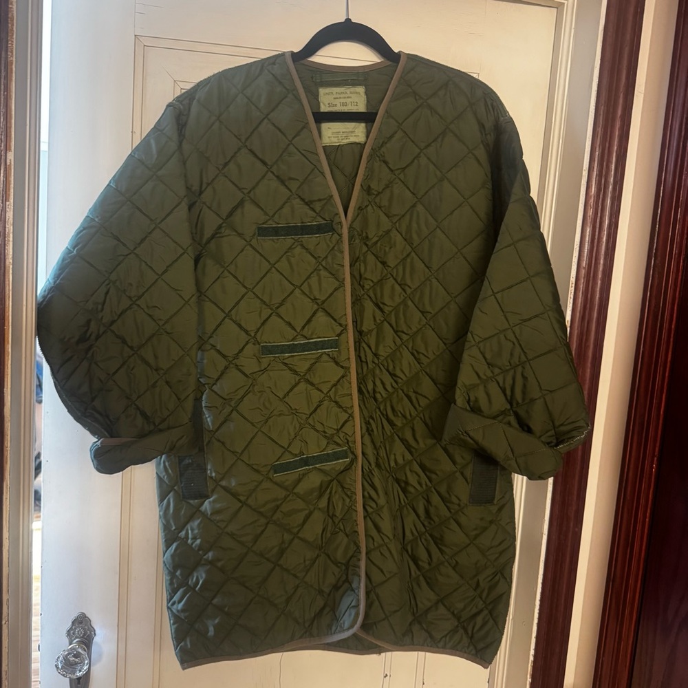 James&Co(derby) fishtail liner quilted jacket vintage size large green